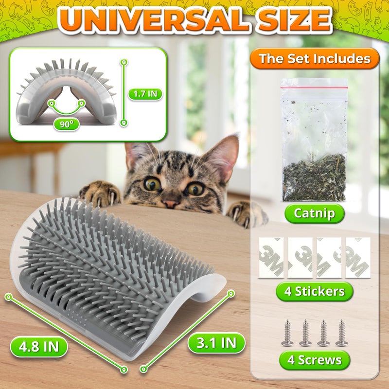 ALPENKOK Cat Corner Scratcher â€“ Cat Self Groomer for Indoor Cats â€“ Wall Brush with Face Scratchers and Catnip | Easy to Install, Soft Massage, Fur Remover, Grooming Tool Also Works as Hand Comb for Cats - Image 2